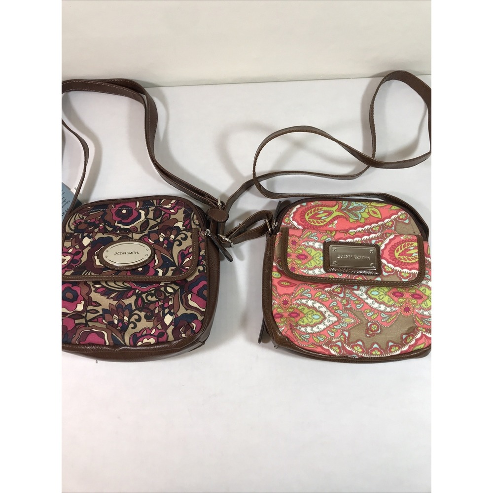 Jaclyn‎ Smith Lot 2 Summer Crossbody Purse Floral Canvas NWT